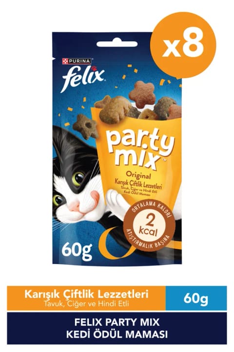 FELIX Party Mix مخلوط طعم‌های مزرعه تشویقی گربه x8