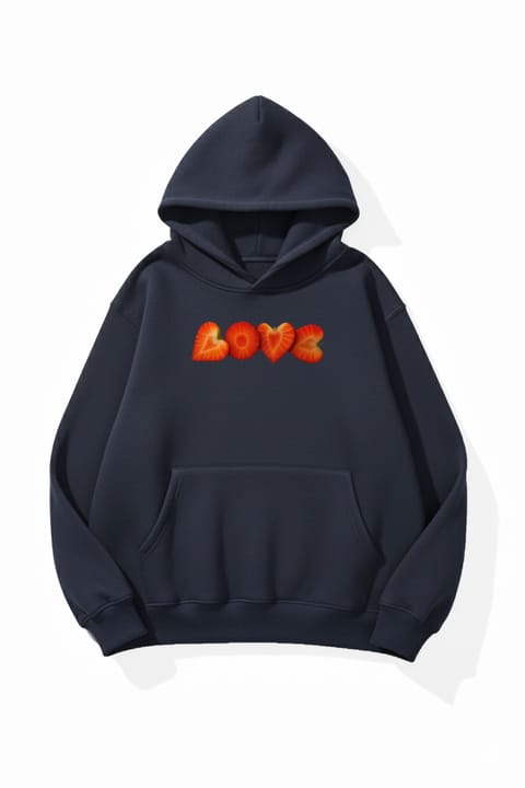 سویشرت اورسایز یونیسکس طرح توتفرنگی Love با بافت نرم ۳ نخ uyguntarz