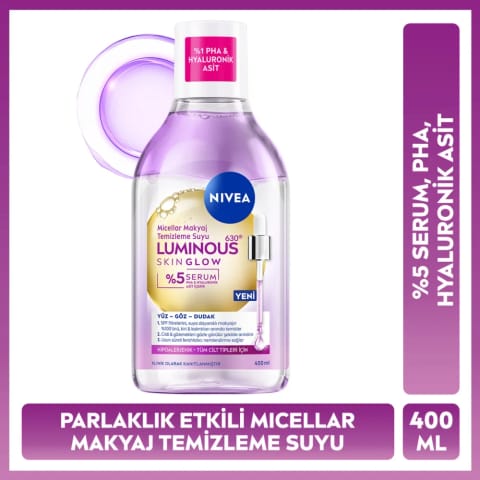 Nivea Luminous630 Skin Glow میکسلار آب پاک‌کننده آرایش 400 میلی‌لیتر