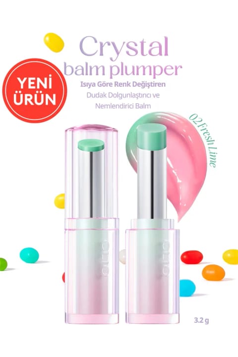 CLIO بالم حجمدهنده و تغییر رنگدهنده لب بر اساس حرارت Crystal Balm Plump — 02 Lime
