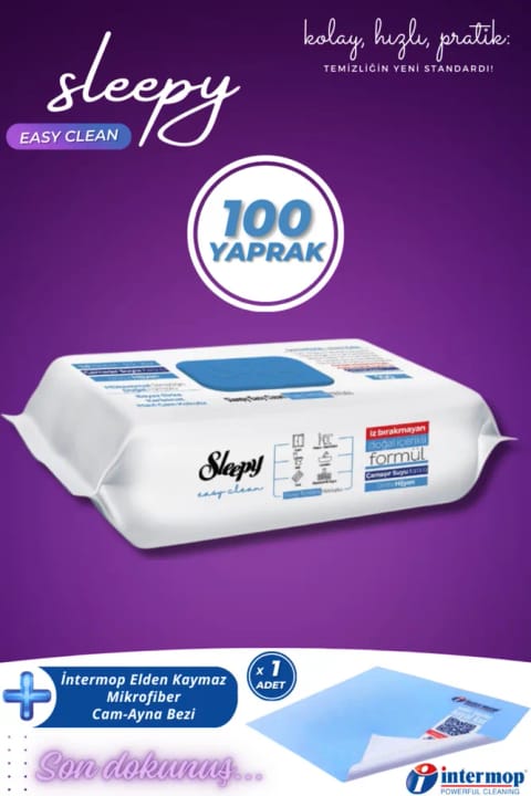 Sleepy Easy Clean دستمال تمیزکننده سطوح حاوی وایتکس 100 برگی — Katkili Yuzey Temizlik Havlusu 100