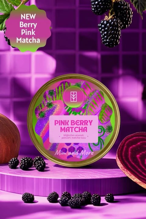 Mim and More Pink Berry Matcha - پودر ماچا سوپرفود صورتی با رایحه تمشک