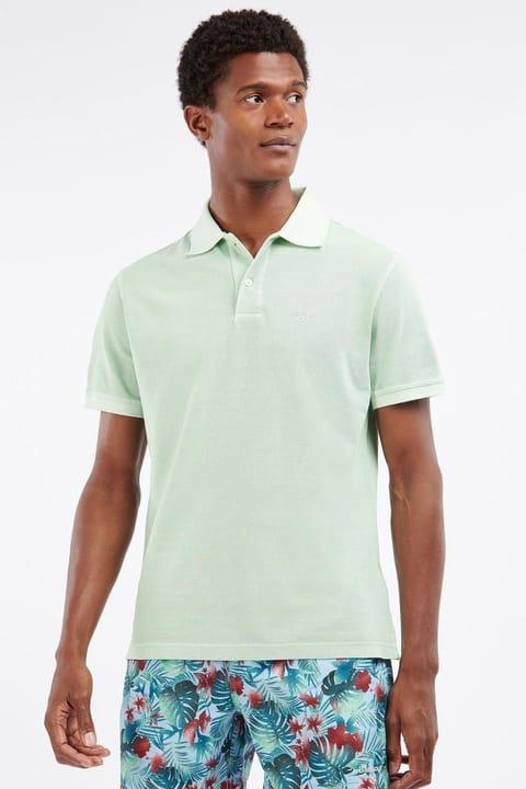 پولو ورزشی یقهگرد شستهشده Barbour مدل Gn45 رنگ Dusty Mint