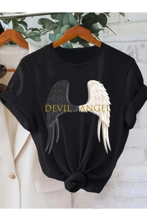 تیشرت طرح Devil Angel یونیسکس uyguntarz