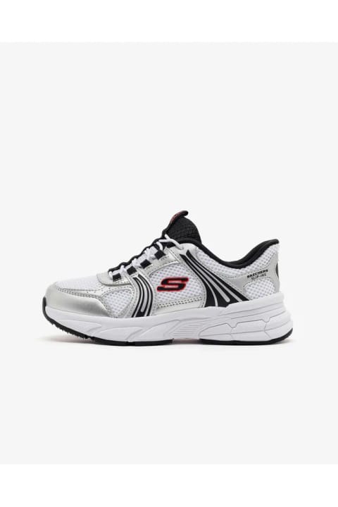 SKECHERS RETRO-GRAPH پسرانه بزرگ نقره‌ای/سفید کتانی اسپرت 404204L SLW
