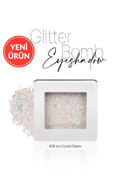 Cre'ars سایه چشم تکی Glitter Bomb با درخشش جواهر — 08 Ice Crystal