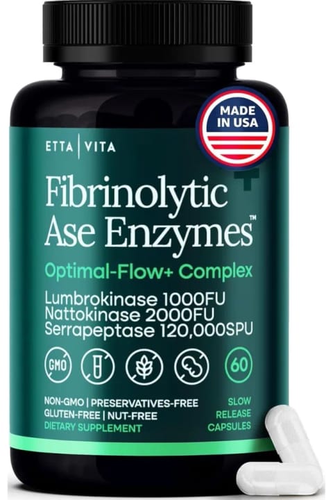 Etta Vita آنزیمهای فیبرینولیتیک Ase Enzymes 60 کپسول، اصالت USA، اورجینال DAPHNELABS