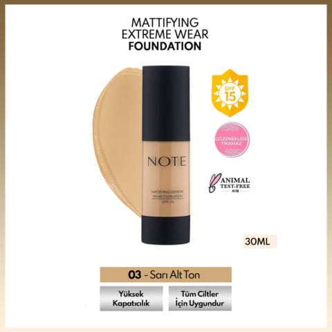 Note Mattifying Extreme Wear Foundation 03 Medium Beige