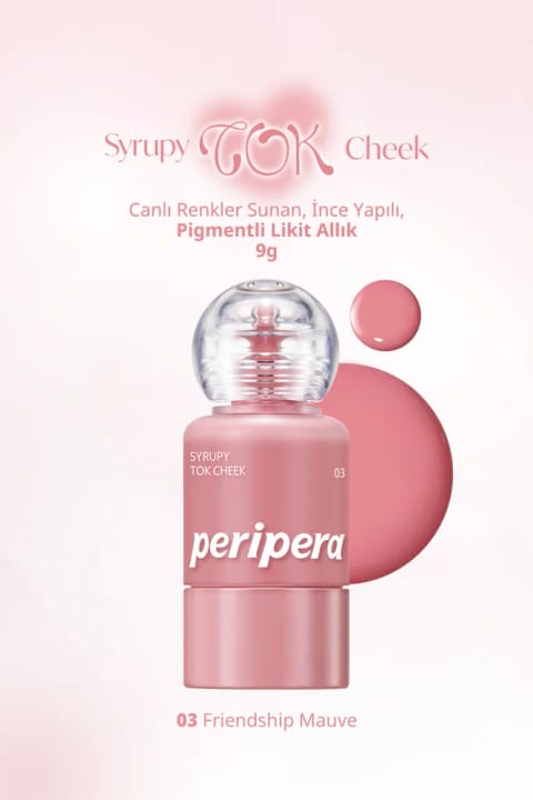 PERIPERA رژگونه مایع سبک با بافت یکپارچه با پوست، پیگمنته Syrupy Tok Che... — 03 Friendshipmauve