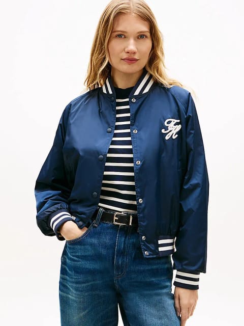 Kadın Varsity Nylon Bomber Ceket