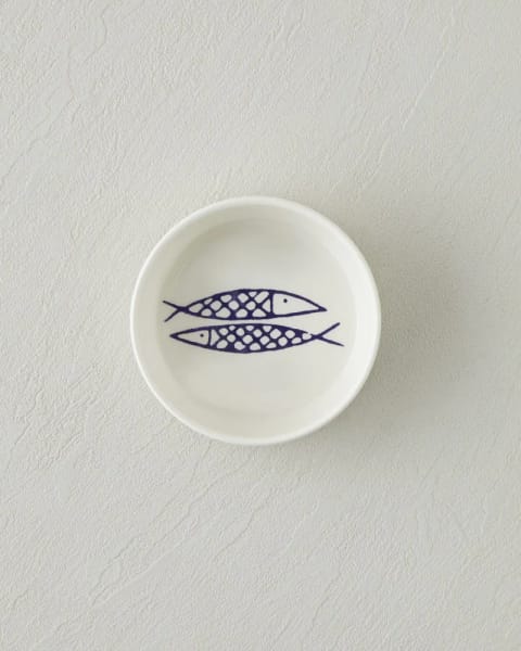 کاسه سرامیکی Blue Fishy ۱۳ سانتی سفید - سرمه‌ای