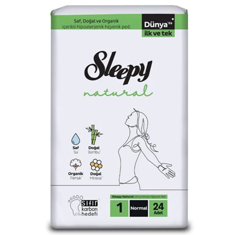 Sleepy Natural Süper Eco نواربهداشتی معمولی ۲۴ عددی (سایز ۱)