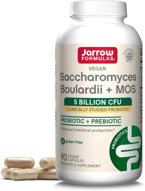 پروبیوتیک Jarrow Formulas وگان Saccharomyces Boulardii + پری‌بیوتیک MOS، ۵ میلیارد CFU، ۹۰ کپسول گیاهی