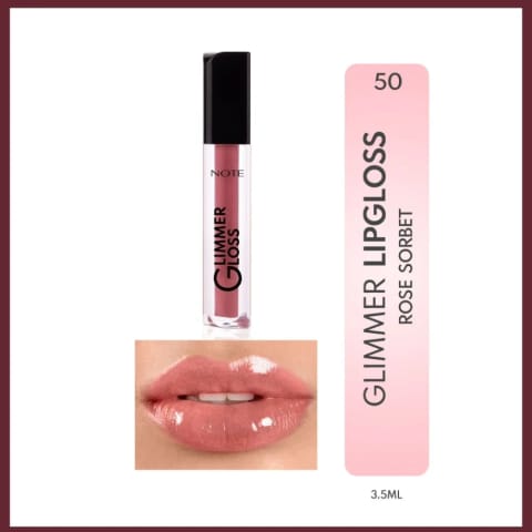 Note Glimmer Gloss براق‌کننده و مرطوب‌کننده لب 50 Rose Sorbet
