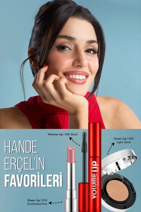 ست برگزیده های Hande Erçel: رژ لب Sheer Up، ماسکارا Volume Up، کاور آپ و ...
