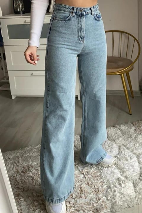 DRC trend My Queen 90's Blue Snow Lycra Super High Waist Baggy Jean Pants