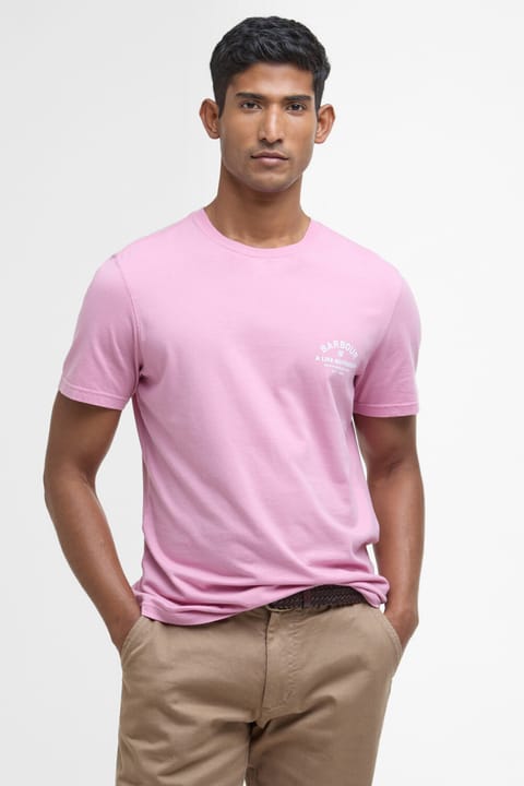 تی‌شرت Barbour مدل Cranmer Logo PI76 رنگ True Pink