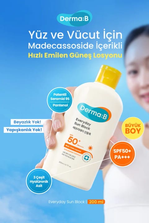 کرم ضد آفتاب Derma B صورت و بدن با جذب سریع و مرطوبکننده