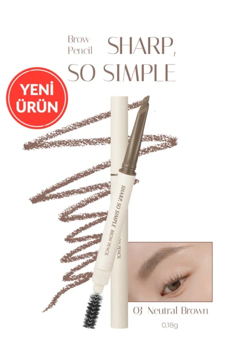 مداد ابرو CLIO Sharp So Simple با برس، خطوط ظریف و ضخیم — 03 Neutral Brown