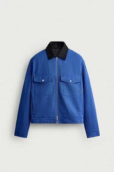 Zara کت کراپ با یقه کنتراست