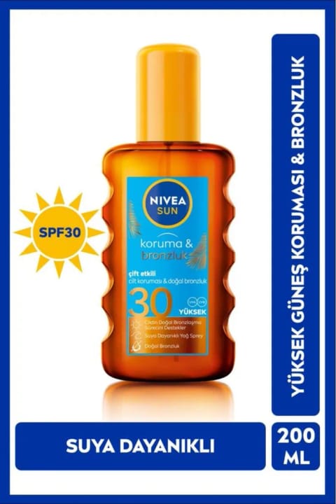 نیوا سان اسپری بدن SPF30 با محافظت دوگانه و برنزهکننده ۲۰۰ml