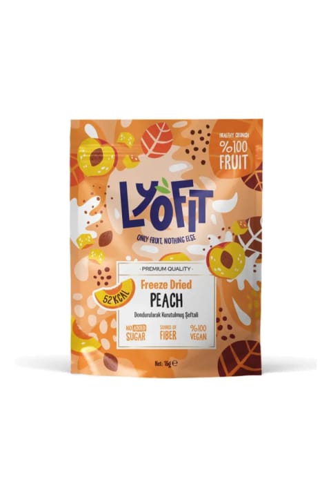 Lyofit Food شفتالو خشک انجمادی ۱۵ گرم