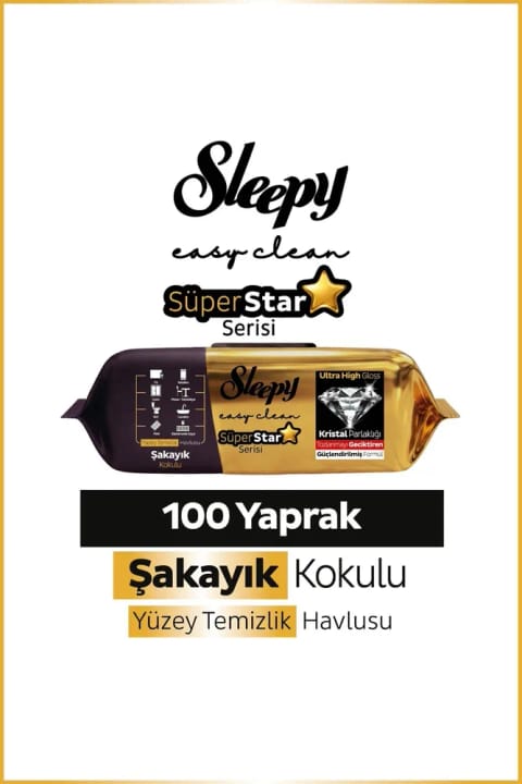 دستمال حولهای تمیزکننده سطوح Sleepy Easy Clean SüperStar گل صدتومانی ۱۰۰ برگ