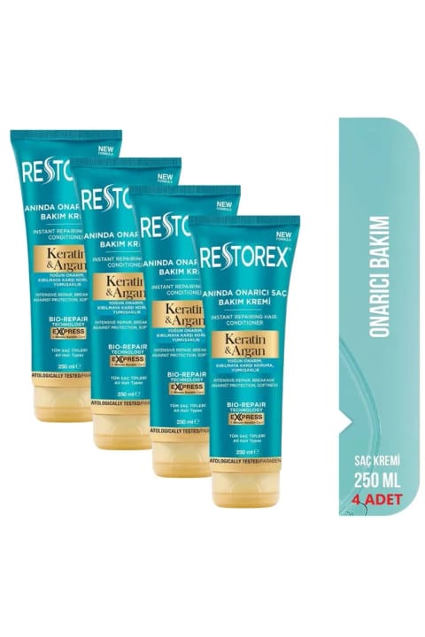 کرم مراقبت و ترمیم مو Restorex با کراتین و آرگان ۴×۲۵۰ میلیلیتر