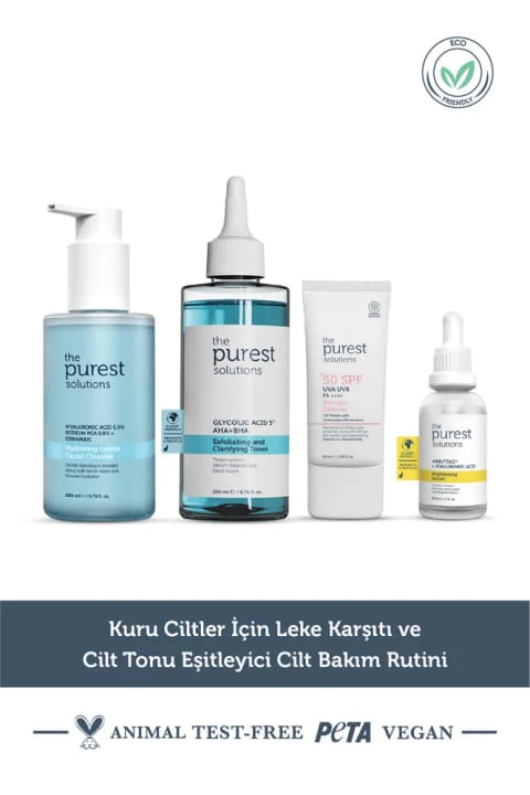 The Purest Solutions شوینده و تونر و سرم و ضدآفتاب برای پوست خشک و دارای لک