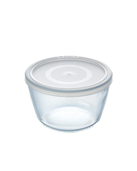 ظرف نگهداری درب‌دار گرد شیشه‌ای Pyrex Cook&Freeze حجم ۱,۱ لیتر سفید