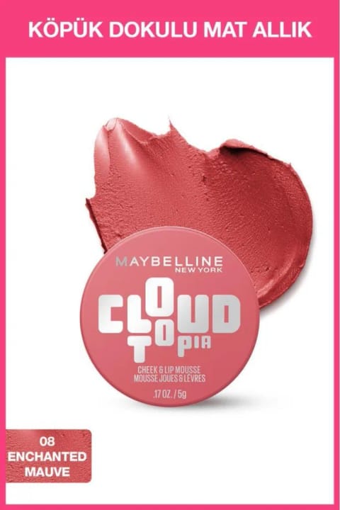 Maybelline New York Cloudtopia فوم مات رژگونه و رژ لب 08 Enchanted Mauve