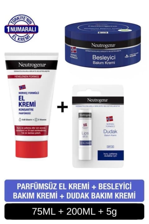 کرم دست بدون عطر Neutrogena + مراقبت مغذی + کرم لب