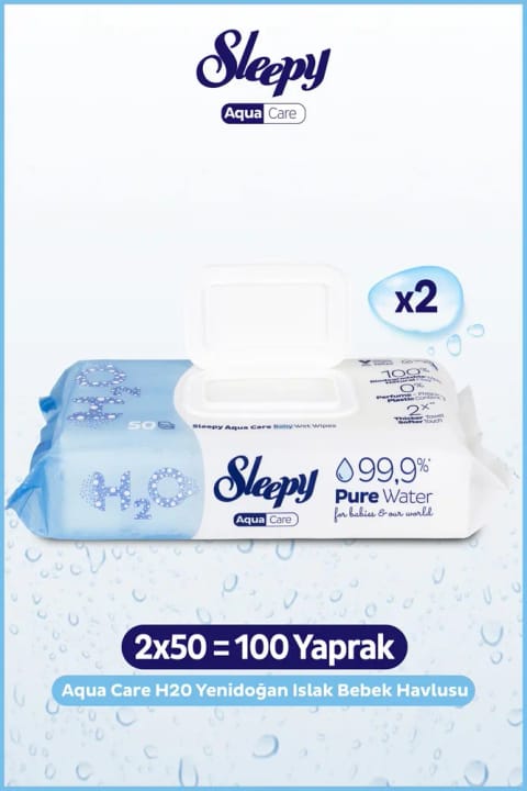 Sleepy Aquacare H2O دستمال مرطوب نوزاد ۲×۵۰