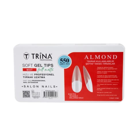 ست ناخن مصنوعی ژل نرم Trina مدل Almond سطح Full Mat بسته ۵۵۰ عددی TRNNAIL0024