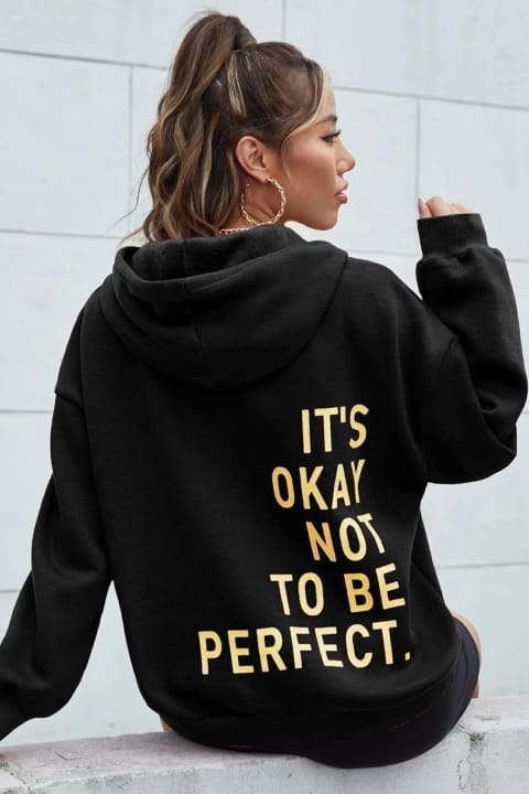 سویشرت uyguntarz با چاپ پشت It's Okay Not To Be Perfect