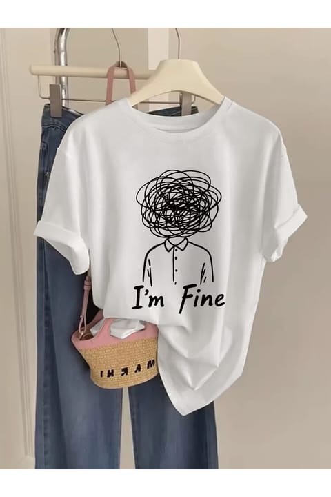 تیشرت طرح کارتونی I am Fıne یونیسکس uyguntarz