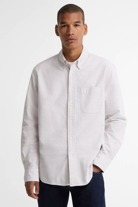 پیراهن آکسفورد راهراه Barbour Authentic مدل ST51 رنگ Stone
