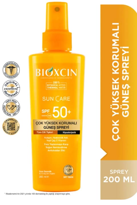 Bioxcin Sun Care SPF 50 محافظت بسیار بالا بدن اسپری آفتاب 200 میلی‌لیتر - کلاژن...