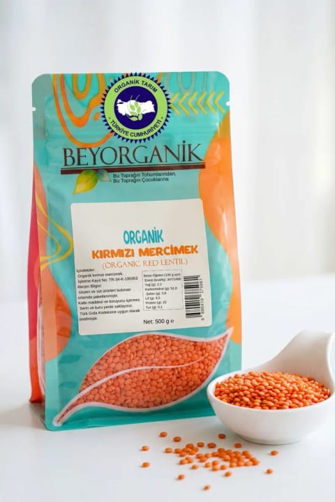 BEYORGANİK عدس قرمز ارگانیک ۵۰۰ گرم (آزمایش شده برای سموم و آفلاتوکسین)