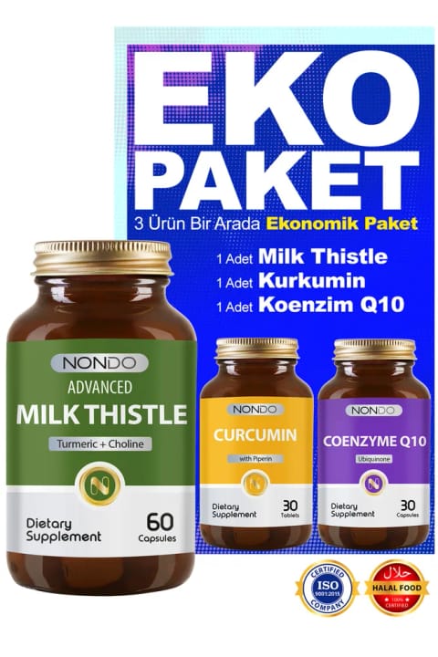 Nondo بسته اقتصادی مصرف روزانه (Curcumin Milk Thistle Koenzim Q10)