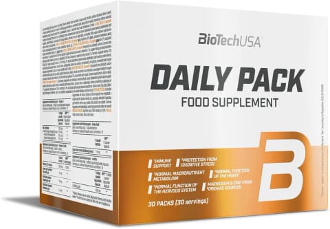 BioTech USA Daily Pack مکمل مولتی‌ویتامین کامل با مواد معدنی، Coenzyme Q10، عصاره دانه انگور، Omega و لسیتین — ۳۰ پک