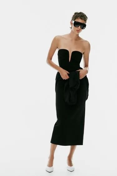 Zara میدی دریس با برش و چیندار