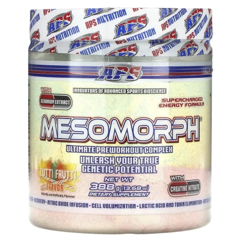 پیش‌تمرینی Aps Mesomorph Ultimate Complex با Geranium و Creatine - طعم را تأیید کنید.