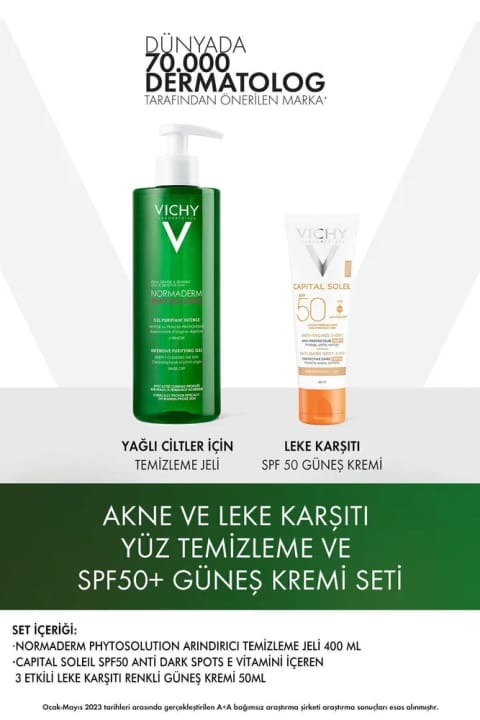 Vichy ست مراقبت از پوست ضد آکنه و لک: پاککننده صورت و ضد آفتاب SPF...