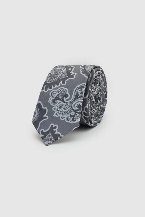 D'S Damat کراوات طوسی طرح‌دار ۵/۵ سانتی‌متر