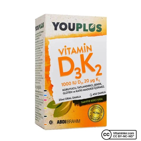 یوپلاس ویتامین D3 K2 قطره ۲۰ میلیلیتر