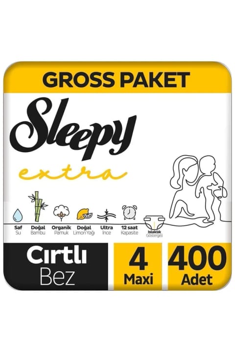 Sleepy Extra پوشک بچه یکبار مصرف سایز ۴ ماکسی ۴۰۰ عددی