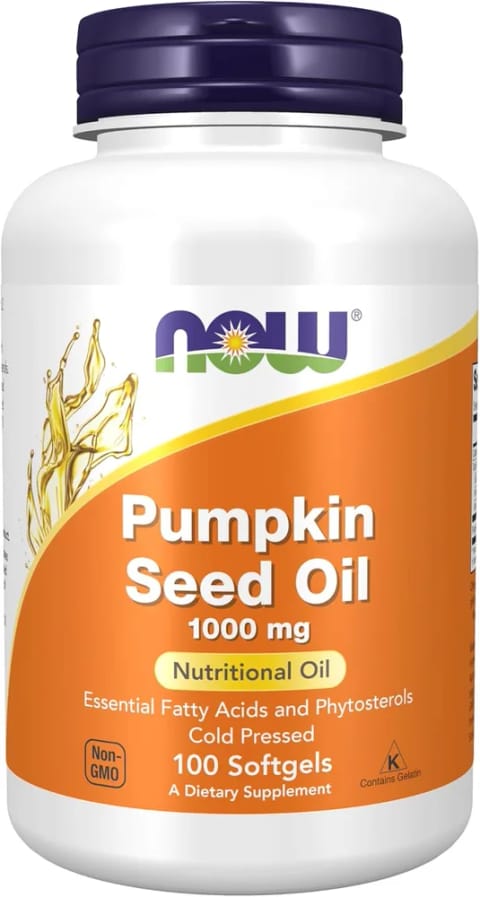 روغن تخم کدو NOW ۱۰۰۰ میلی‌گرم با اسیدهای چرب ضروری و فیتواسترول‌ها، پرس سرد، ۱۰۰ سافت‌جل