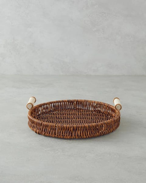 سینی Boho Rattan ۲۵×۲۵×۳ سانتی‌متر قهوه‌ای