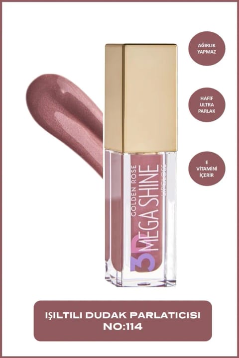 Golden Rose 3D Mega Shine Lipgloss - 114 - برق لب صدفی